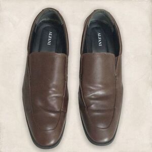 Alfani‎ Brown Faux Leather Men’s Loafers Size 10